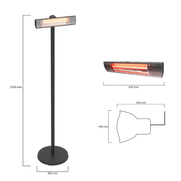 Patio Heater Freestanding 1500 W, GT, Black