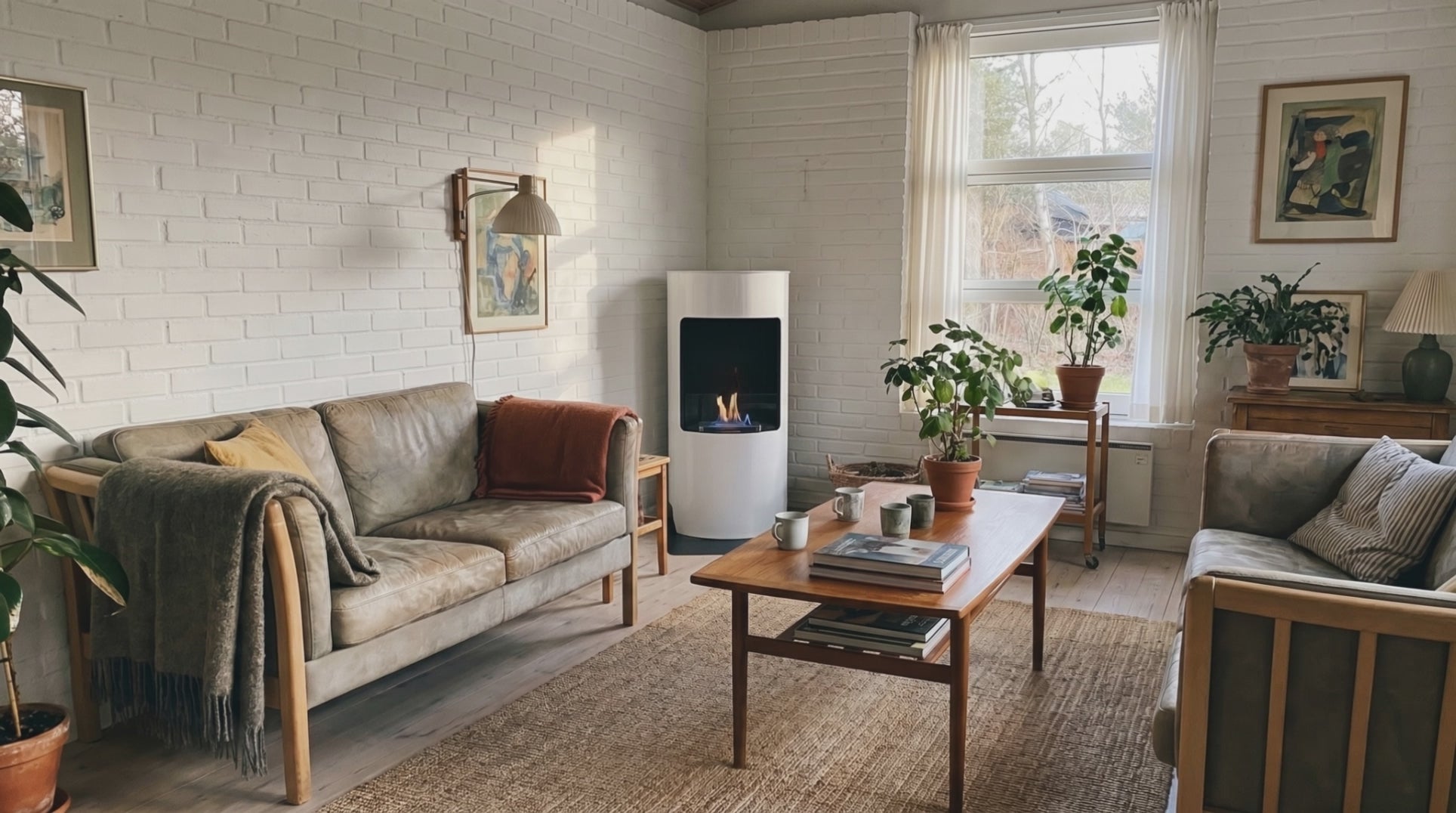 Load video: Montgomery White - Open Bioethanol Wood-stove