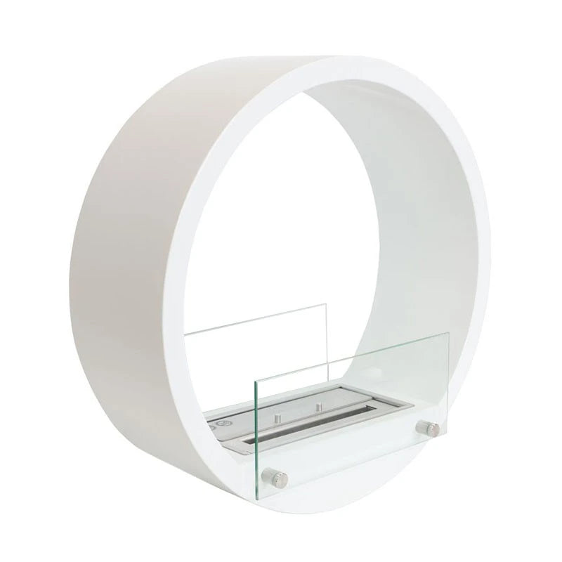 Round Built-in Bio Fireplace - White