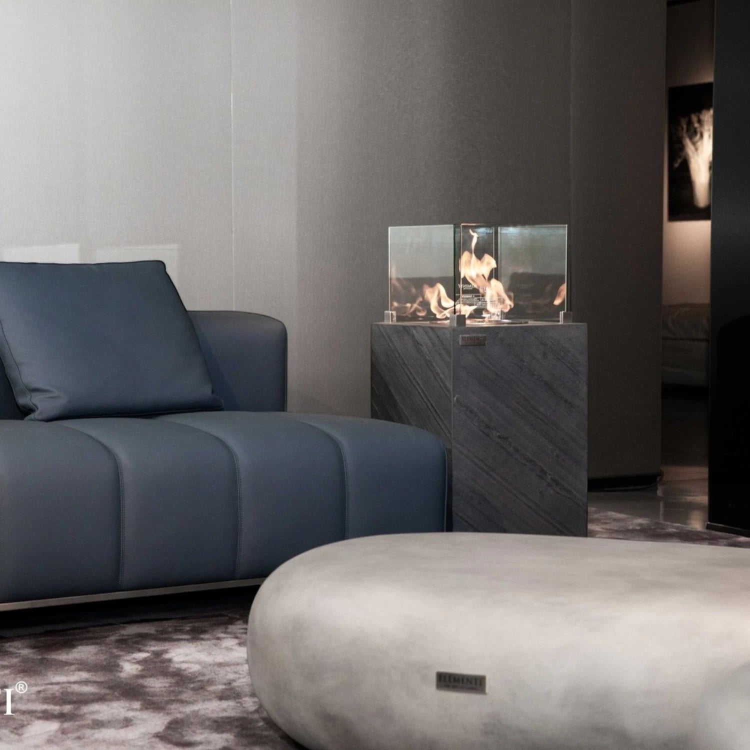 ZERMATT Bioethanol Fire Column – Slate Black