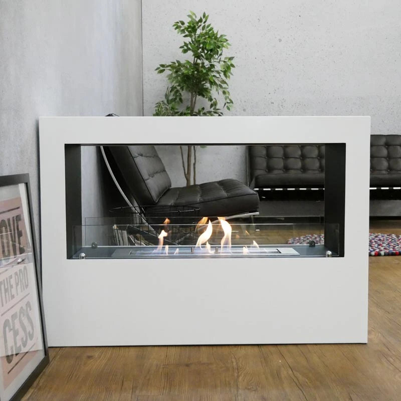 Lansing L - White Freestanding Bioethanol Fireplace