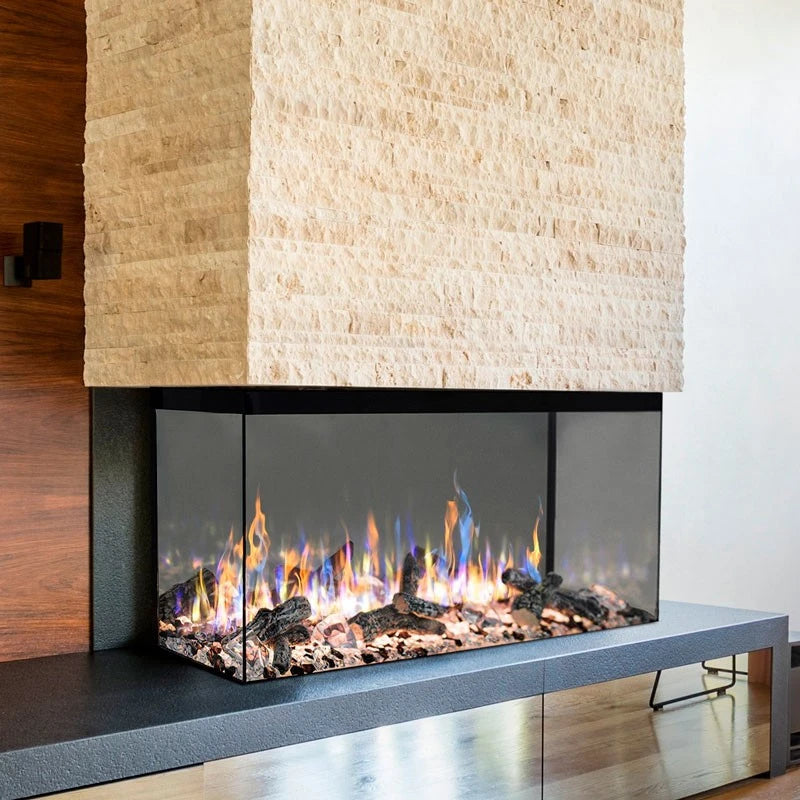 3-sided electric built in fireplace