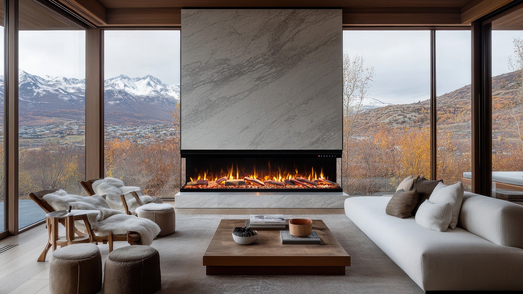 Unique 153 cm - Three-sided Electric Fireplace