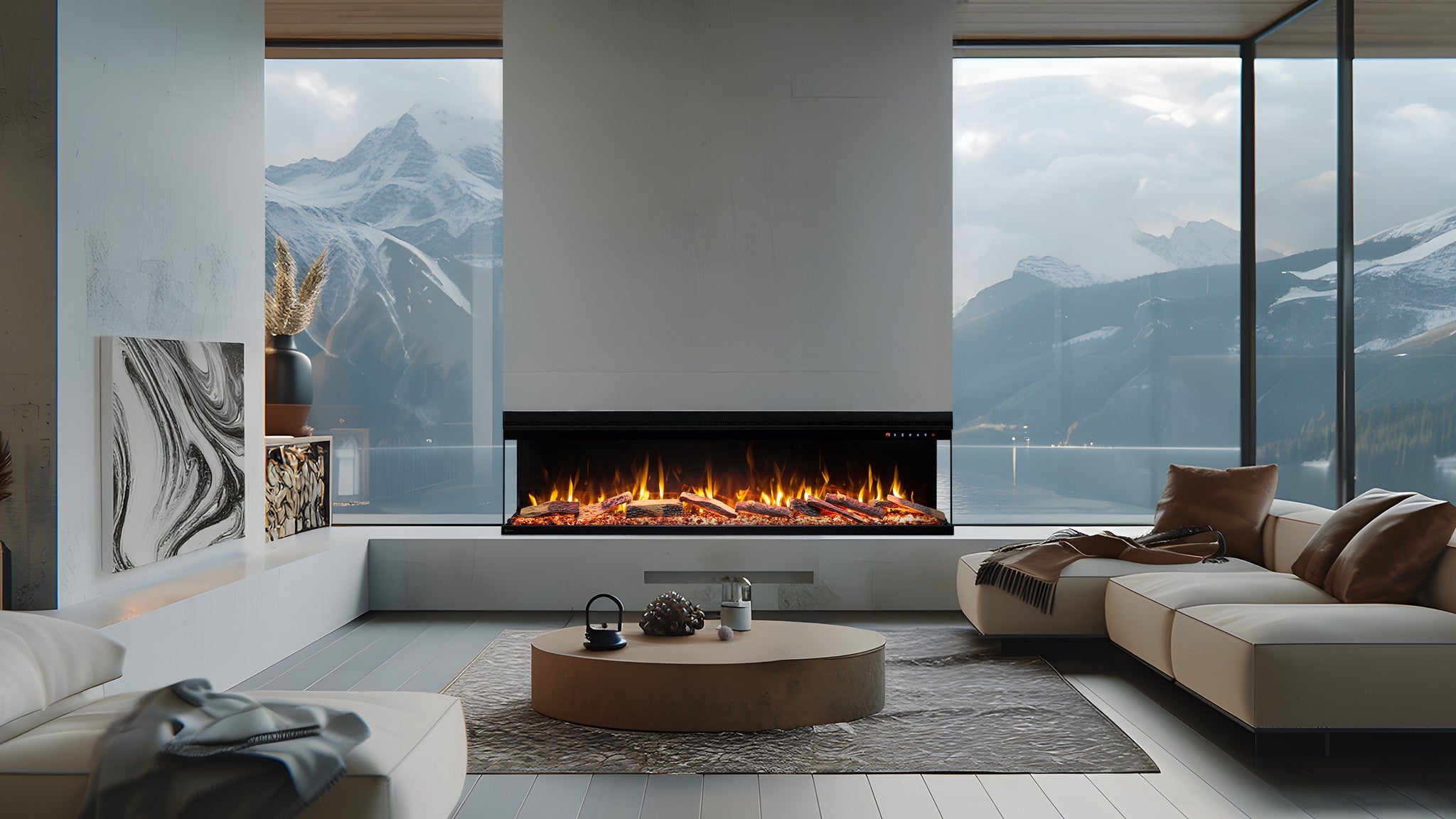 Unique 153 cm - Three-sided Electric Fireplace
