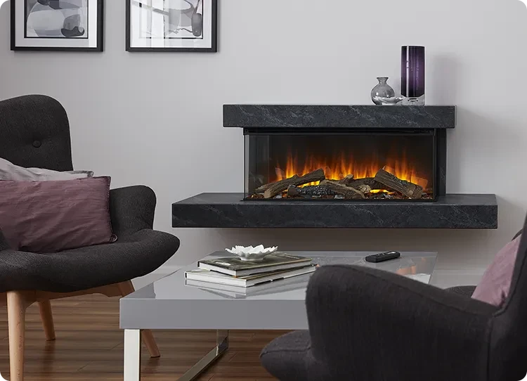 wall mounted electric fireplace with marble frame from british fires