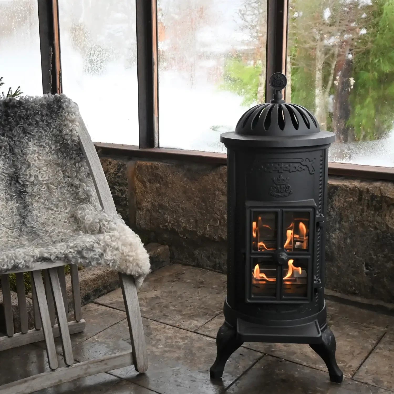 Conservatory add heat fireplace