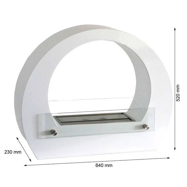 Dallas - Bio Fireplace with Arch - White