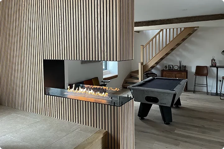 3-sided room divider bioethanol fireplace cover image