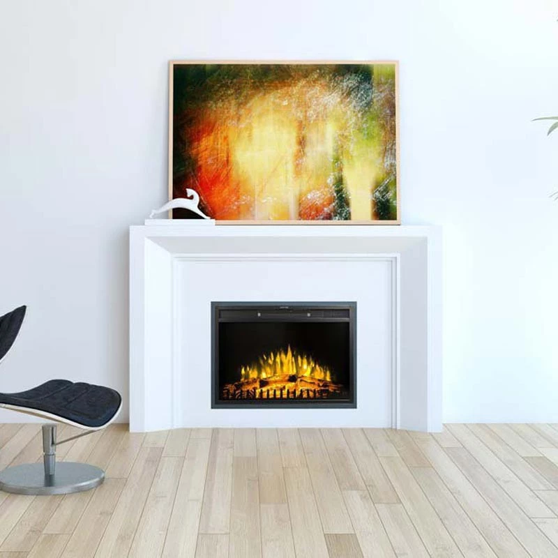 Classic LED fireplace on 74 cm in black for build-in.