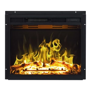 Classic 75cm LED fireplace in black for flush mounting.