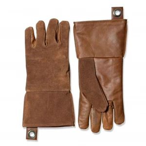 Grilling gloves in brown leather - 2 pcs.