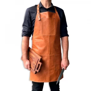 Apron in light brown leather