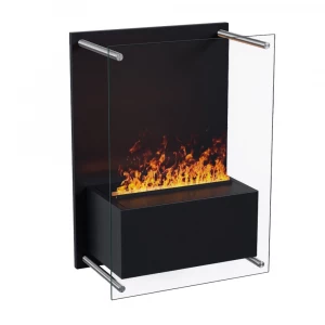 Voring Black Water Vapor Fireplace - Wall-Mounted Opti-myst Fireplace with Large Glass Front