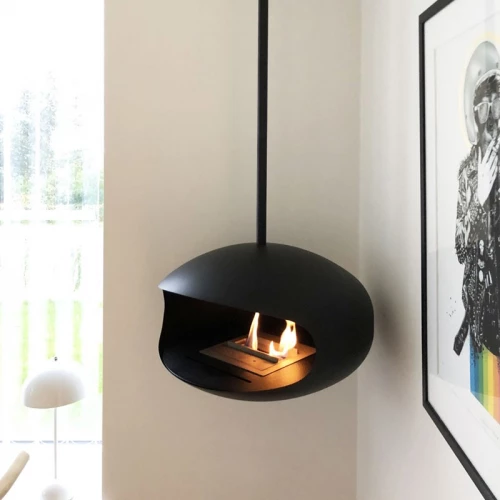 Cocoon Aeris Ceiling Mounted Black Bio Fireplace
