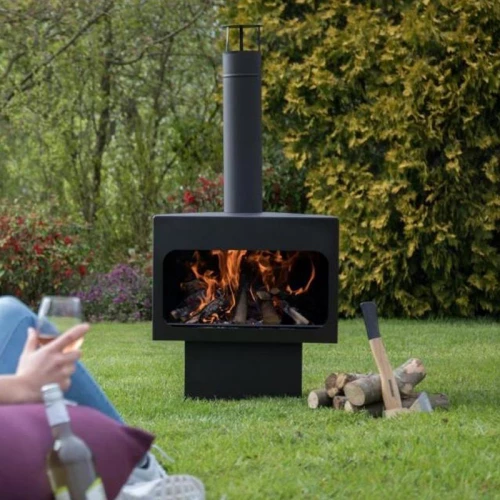 Jersey XL black garden fireplace to make a cosy atmosphere