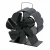 Black heat-powered stove fan with 6 steel blades, designed for wood stoves and bioethanol fireplaces, enhancing heat distributio