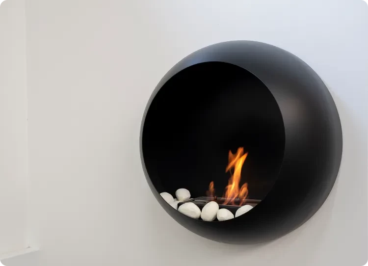 Bioethanol Fireplace White Stones