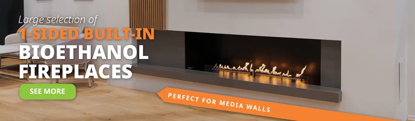 1-sided built-in bioethanol fireplaces for media walls slider image