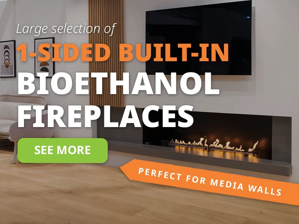 1-sided built-in bioethanol fireplaces for media walls slider image